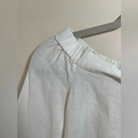 Laju 100% Linen Off The Shoulder Sheer White Blouse Top Women’s Size XS - Picture 5 of 15